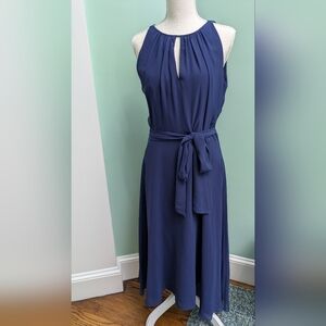 Alex Marie Navy Midi Dress with Tie Waist
